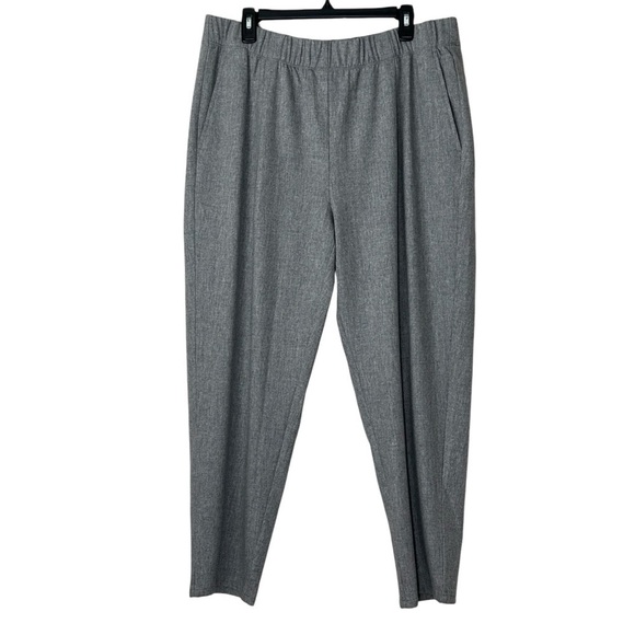 NWT Eileen Fisher Soft Wool Flannel Pleated Tapered Ankle Pants in Gray size XL - Picture 4 of 12
